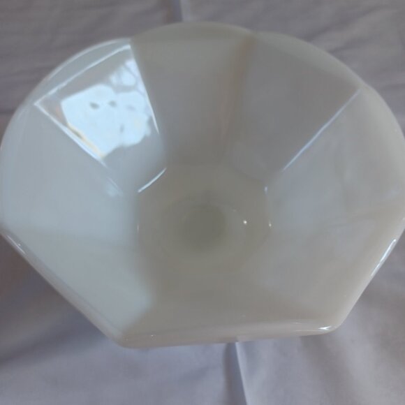 Vintage Anchor Hocking Milk Glass Footed Serving Bowl Pedestal White Planter - Picture 7 of 10